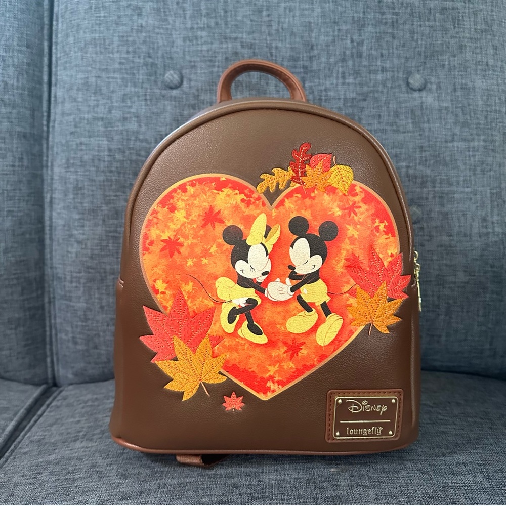 NWT Loungefly Disney Autumn Mickey & Minnie Mini Backpack RARE